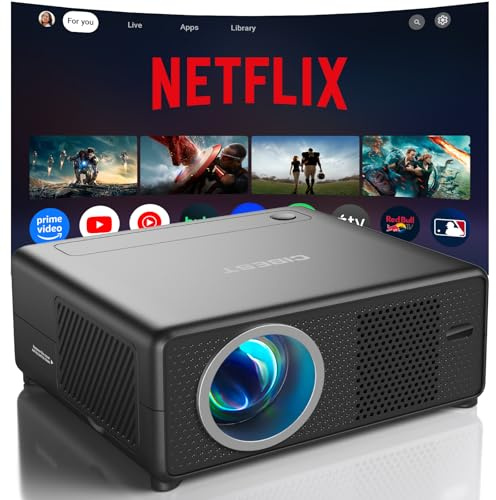 CiBest Mini Projector with WiFi and Bluetooth, Compatible with Netflix/YouTube/PrimeVideo, Electric Focus & Keystone, Short Throw Full HD 1080P Video Projector, Portable Outdoor/Indoor Use