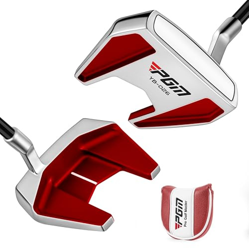 PGM Golf-Putter für Damen und Herren - High MOI Schlägel mit einfacher Ausrichtung - Leichter Graphitschaft - Niedriger Schwerpunkt für geradere Putts - Rot