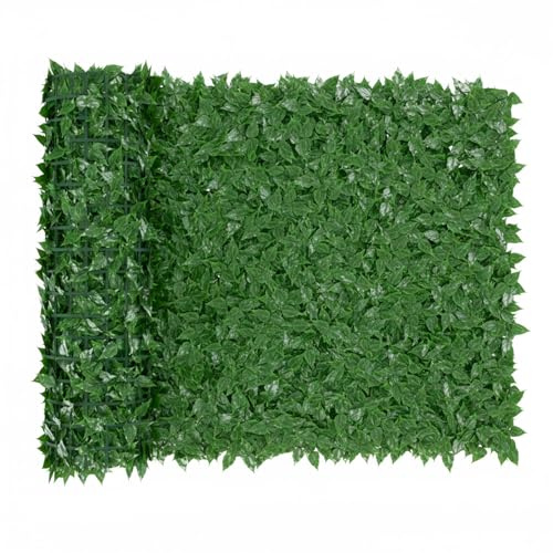 Siepe Artificiale Super Coprente in Rotolo Con Rete Anticaduta Frangivento Foglia Di Edera Ornamentale Sintetica per Balcone Giardino Terrazzo e Recinzione Verde (1 x 6 M)