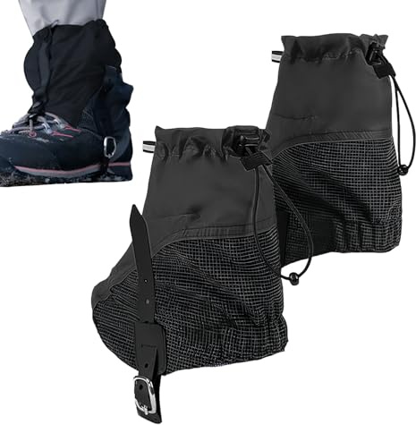 Vandringsleggings, vattentäta stövlar och vandringsskor, justerbar elastisk utrustning för promenadskor, vandring, bergsklättring, äventyr klättring jakt arbete,