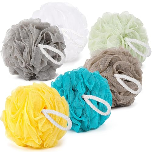 6 Pack 75g Large Loofahs Shower Sponge, Mesh Pouf Bath Sponges Exfoliating Body Scrubber Shower Scrunchies