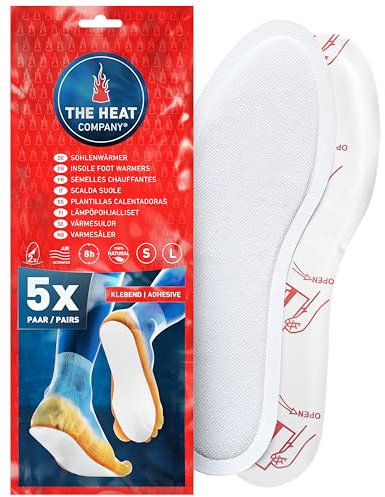 THE HEAT COMPANY Sohlenwärmer klebend - 5 Paar - EXTRA WARM - Wärmesohlen - Fußwärmer - 8 Stunden warme Füße - sofort einsatzbereit - luftaktiviert - rein natürlich - Größe Large: 41-46