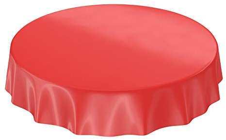 Wachstuchtischdecke Wachstuch abwaschbare Tischdecke Uni Glanz Einfarbig Rot Schnittkante Rund 120cm