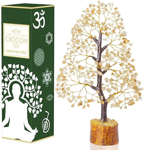 Crocon® Citrine Crystal Tree Of Life Gemstone Gifts For Women Healing Crystals Tree For Home Decor Spiritual & Room Decor, For Mum Sister Grandma Wife House Warming Presents