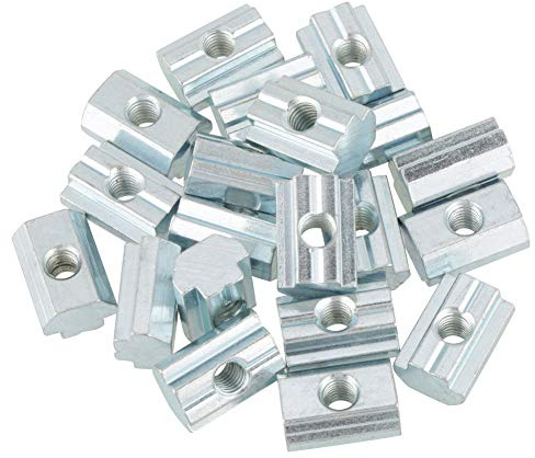 20 Piezas Tuerca de Cabeza de Martillo,Tuerca de Ranura en T Deslizante de Acero al Carbono Galvanizado para Accesorios de Perfil de Aluminio(M6)