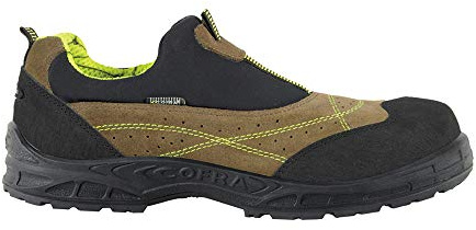 COFRA 12780-000.W43 Miami Mud S1 P SRC säkerhetssko – italienskt läder – metallfri – antistatisk – perforerad mocka och lycra elastan – storlek: 43 gul