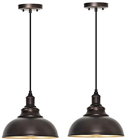 ALAISLYC 2 Pack Bronze Pendant Lights Kitchen Island Industrial Adjustable Hanging Barn Light Fixtures