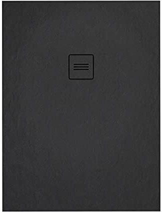 Sellon24® Duschbricka, duschbricka, superplatt, akrylbricka, avloppsarmatur, halkfri, svart, bygghöjd 3,5 cm (90 x 110 x 3,5)