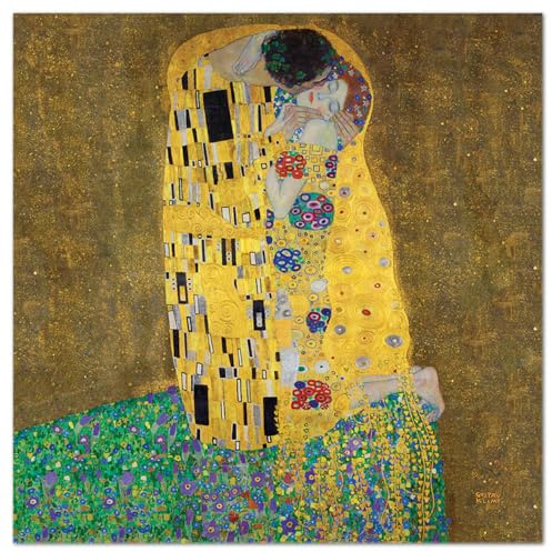 Giallobus - Quadro - Gustav Klimt - Il bacio - Vetro acrilico - 100x100 - Pronto da appendere - Quadri moderni per la casa