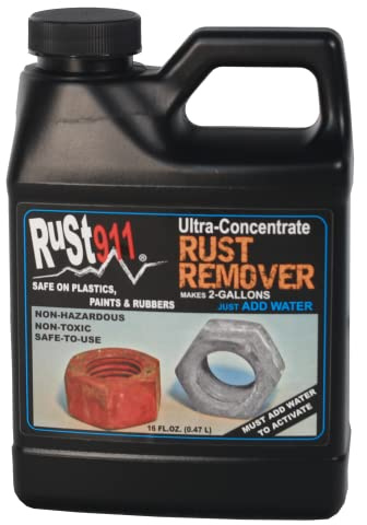 Rust911: Makes 2-Gallons of Rust Remover Dissolver - Economical, Safe-to-Use, No Acids - Fast Rust Removal Without Sanding or Harsh Chemicals - Ultra-Concentrated 16-Ounce Bottle