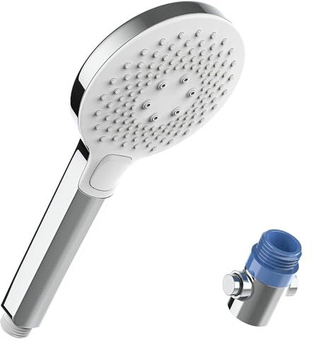 HONBOO Alcachofa de Ducha, Alcachofa de Ducha con Parada de Agua, Cabezal de Ducha Masaje con 3 Modos, Grande Cabezal de Ducha Alta Presión, Teléfono Ducha Universal, Cromo