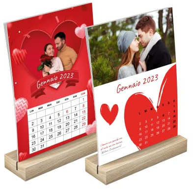 Calendario de escritorio personalizable con foto a elegir, 12 meses año 2025 con planificación semanal, idea perfecta regalo aniversario para oficina y casa (13 x 21 cm)