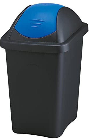 Home Centre 30L Swing Lid Kitchen Plastic General Waste Recycling Bin Colour Code Management Made in Italy Quality Rubbish Office Storage Trash Containers Blue-Black
