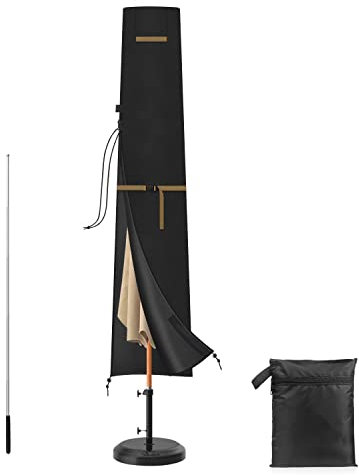 VANSHEIM Housse Parasol Déporté Bache Parasol Deporte Housse de Protection pour Parasol avec Tige Télescopique et Fermeture éclair,Imperméable Anti-UV Housse Protection Parasol 200x30/40cm