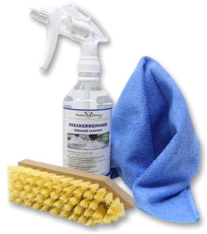 PandaCleaner Ekologiska sneakers rengöringsmedel – 500 ml sneakers rengöringsset – skorengöringsset sneakers – sneakers vård och grundlig rengöring för hela skon – skonsam mot material och effektiv (set med 3 delar), Alla färger kan behandlas, Alle-Größen