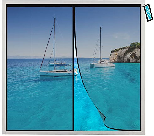 Zanzariera Magnetica Porta Finestra 140x150cm Nero Tende per Porte Francesi di Maglia, Chiuso automaticamente Pieghevole,Facile da installare for Corridoi/Porte/Patio