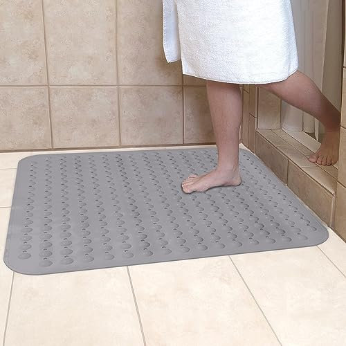 ZOKBOM Duschmatte rutschfest 80x80 cm Groß | Dicke Antirutschmatte Dusche Quadratisch Schimmelresistent | Duscheinlage rutschfest Duschunterlage BPA Frei (Grau)