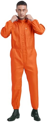 Fldy Mens Work Overalls Boiler Suit Warehouse Garages Workerwear Coveralls Mechanic Uniform Orange 3XL/185