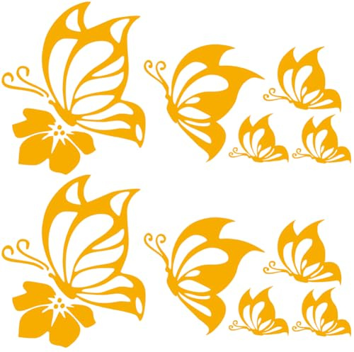 GORGECRAFT 2 ark bildekal orange fjäril hawaiianska reflekterande dekaler PET vattentätt klistermärke utomhus stötfångare kvinnor bilklistermärken för bil lastbil SUV väggkonst laptop fönster