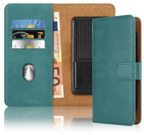 Cadorabo Klapphülle kompatibel mit WIKO Lenny 3-Handyhülle mit Kartenfach, 360 Grad Schutzhülle zum klappen- Flip Case Book Cover PU Leder Handytasche klappbar TÜRKIS