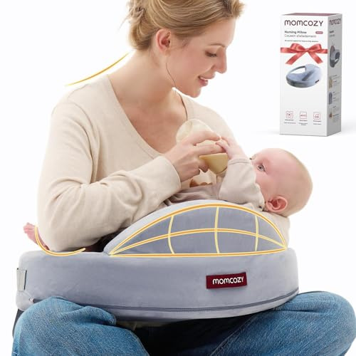 Momcozy Cuscino innovativo per allattamento – Memory Foam solido e elastico – Supporto ergonomico e comfort stabile – Cuscino per allattamento al seno più ampio, regolabile, sfoderabile, certificato