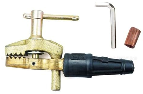 TICFOX Abrazadera de Toma de Tierra para Soldadura de Latón, Pinza de cable de tierra de latón para soldadura de alta resistencia 600A para herramienta de soldadura(Hierro arriba, cobre abajo)
