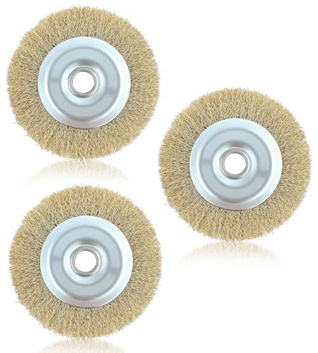 Lot de 3 brosses métalliques de rechange RAC814 pour nettoyeur de terrasse Ryobi avec trou d'arbre pour RY18PCA-0 OPC1800 OPC1815 EFB 400/401 et plus de nettoyage des débris de joints rouillés (115 mm