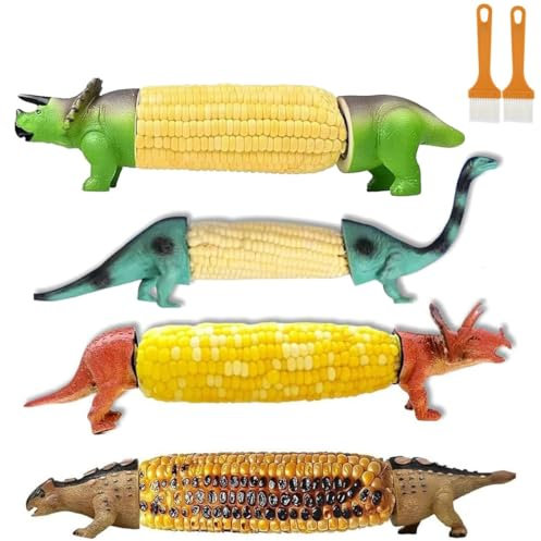 Soportes para mazorcas de maíz de dinosaurio, soportes de maíz para mazorcas de maíz en la mazorca, soportes de mazorca de maíz de dinosaurio, ajuste de maíz con puntas de acero inoxidable