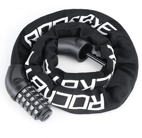 Heavy Duty Bike Chain Lock, 5 Digit Combination Resettable Bike Lock, Anti-Theft Hardened Steel Chain Bicycle Locks Keyless 3.2Ft Long 6mm/0.24 Thick for Bikes, E-Bike, Motorcycle, Motorbike