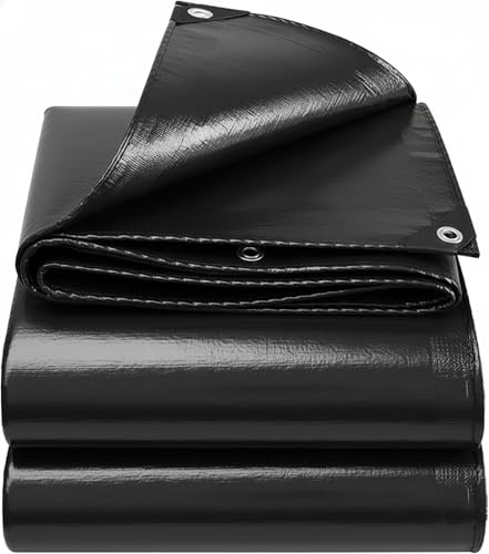 2X2 m Lona Impermeable y Resistente de Polietileno 130 g/m² – Color Negro – Anti-UV y antiheladas – con Ojales metálicos Reforzados – Multiusos para jardín, Camping, Muebles, Coches