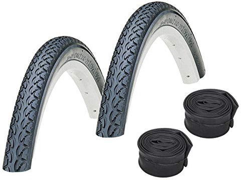 KENDA Set: 2 x K197 schwarz 37-622 (700x35C) 28 Fahrradreifen + Conti Schläuche Dunlopventil