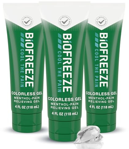 Biofreeze Pain Relief Gel for Knee, Neck, Hip, Joint, Shoulder, & Simple Backache, Arthritis Pain Reliever, Sore Muscle Relief, Colorless Menthol Gel 4 Fl Oz (Pack of 3)