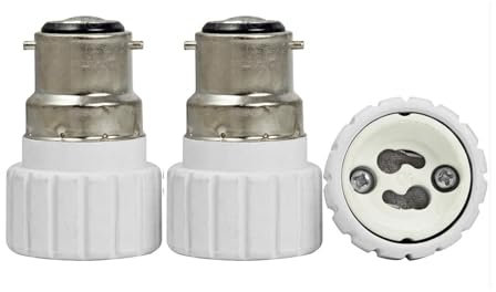 Fineled B22 auf GU10 Lampenadapter, B22 Bajonettsockel auf GU10 Sockel, Konverter für Lampenfassung, 3 Stück