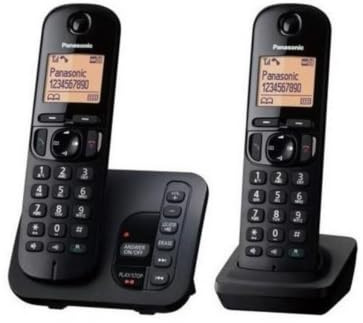 DECT PANASONIC duo telefon svart med telefonsvarare