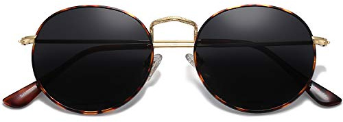 SOJOS Mode Rund Polarisiert Damen Herren Sonnenbrille Mirrored Lenses Unisex Sunglasses SJ1014 (C14 Demi Rahmen/Graue Linse)