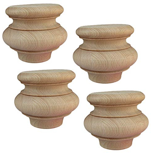 4 Stück Massivholz Möbelbeine Möbelfüße/Sockelfuß,4 Stück Runde Massivholz Ersatz Sofa Beine,Unvollendet Buche Schrankbeine,für Kommode,Kleiderschrank,Mit Montageplatte und Schrauben(F)