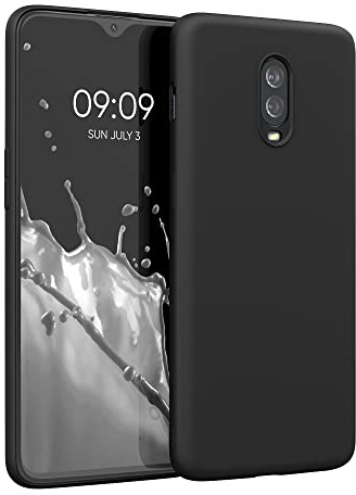 kwmobile Hülle kompatibel mit OnePlus 6T Hülle - gummierte TPU Silikon Handyhülle - Schutzhülle für kabelloses Laden - Case in Schwarz