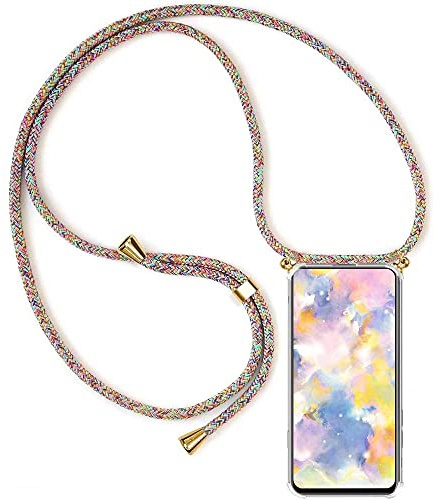 PekaTech Handykette Handyhülle für Samsung Galaxy Xcover 4/Xcover 4S Hülle, Smartphone Necklace Hülle mit Band - Transparent Schutzhülle Stossfest - Schnur mit Case zum Umhängen in Rainbow
