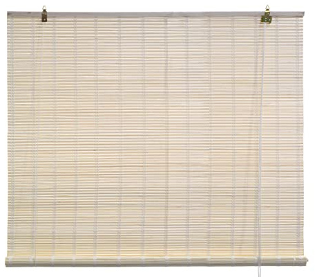 HERSIG - Estor Enrollable de Bambú Natural 120 x 200 cm - Persiana Enrollable Interior y Exterior - Estilo Natural para Ventanas - Privacidad y Fácil Instalación - Natural (Medidas aproximadas)