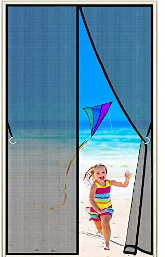 Tenda a rullo oscurante Zanzariera Magnetica Porte, personalizzabile, 120x240cm, con Nastri Autoadesivi e Puntine per porte e finestre Casa Impedendo agli Insetti di entrare, Nero