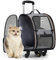 Lekespring Hunderucksack Katzenrucksack mit Trolley 2 in 1 bis 8 kg, Erweiterbar Katzenrucksack Große Transportbox für kleine Hunde und Katzen, Grau-L