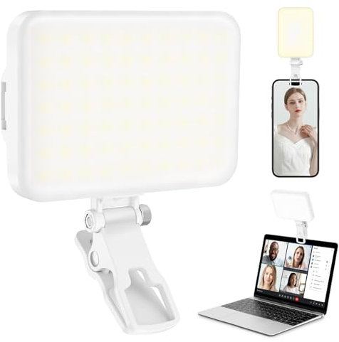 ALTSON 60 LED Portable Selfie Light Video Conference Lighting with Clip & Camera Tripod Adapter Rechargeable 2200mAh CRI 97+, 9 Light Modes for Phone iPhone Webcam Laptop Photo Makeup