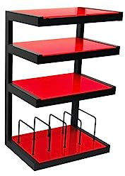 Norstone Esse hi-fi Vinyl noir satiné verres rouges - Meuble Hifi