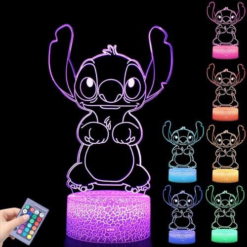 Probuk Night Light 16 Colors 3D Illusion Lamp with Remote &Smart Touch,USB/Battery Operated Anime Art Sculpture Lights for Children's Room Decoration Birthday Holiday Gifts