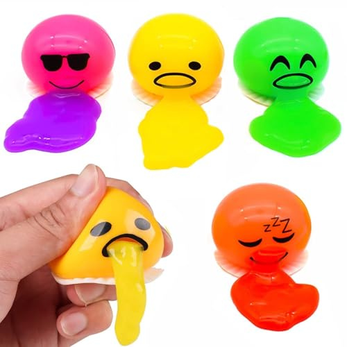 Eigelb-Stressbälle, 4er-Pack, Spuck-Quetschspielzeug, Stressabbau