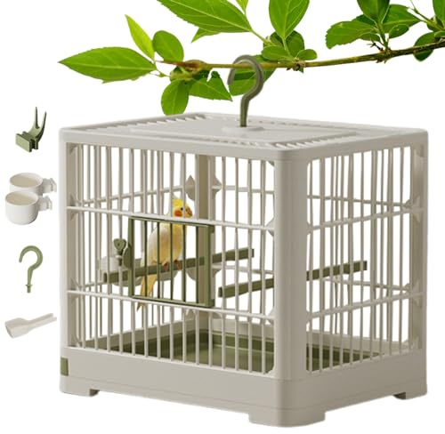 Shurzzesj Cage de Voyage pour Petites Oiseaux, Grande Cage à Oiseaux pour perroquets - Cages à Oiseaux portatives pour conteneurs d'oiseaux,Comprend Un Poteau Debout, Un Plateau Amovible et Une