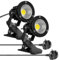 Milpoel COB LED Clip on Spot Lights, 7W, 3M Cord, IP65 Waterproof, for Indoor/Outdoor Pathway, Deck, Lawn, Patio, Walkway, Billboard (White Light, 2 Pack)