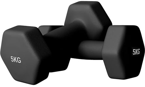 SPORTNOW Lot de 2 Haltères Hexagonales Poignée Antidérapante 2 x 5 kg Noir