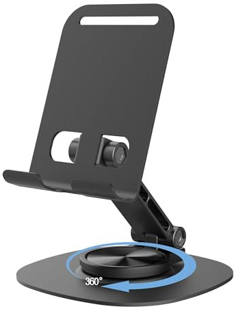 Elodyunhc Verstellbar Handy Ständer, Faltbarer Handyhalterung, 360° Drehbarer Handyhalterung, handyständer Tischständer aus Metall mit iPhone 16 15 14 Pro Max Xr Xs, alle Smartphones