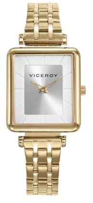 Viceroy Reloj Analógico Mujer de Acero Inoxidable - 38 mm - Movimiento de Cuarzo - Esfera Blanca - Recubrimiento Iónico Dorado - Resistente al Agua 3 ATM - Colección Chic – 401240-07